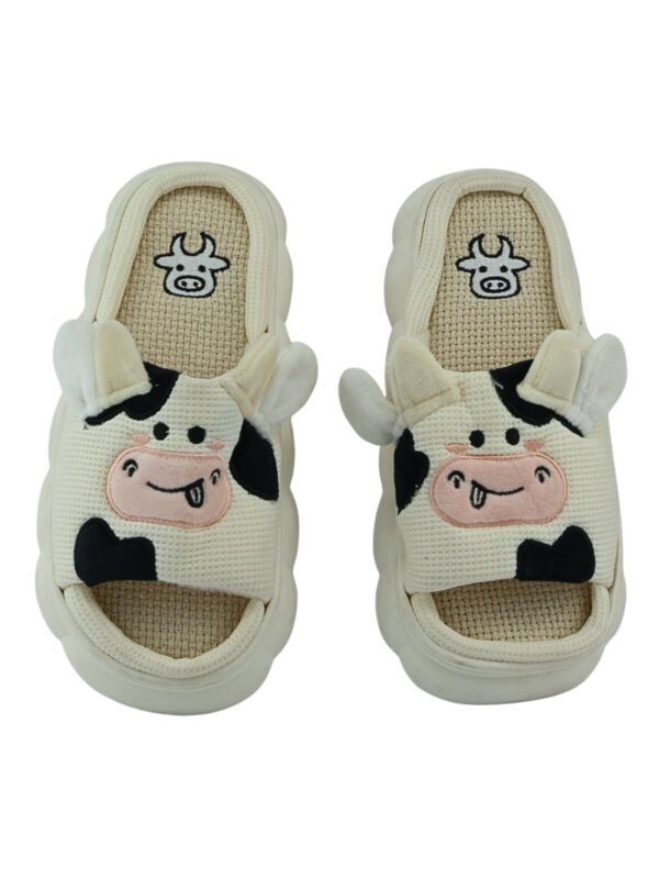 Pantuflas Descubiertas de Vaca con Plataforma Gruesa y Diseño Kawaii